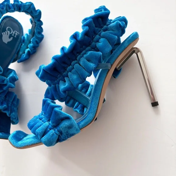 Off White allen curtain velvet ruffle sandals - Picture 10 of 13